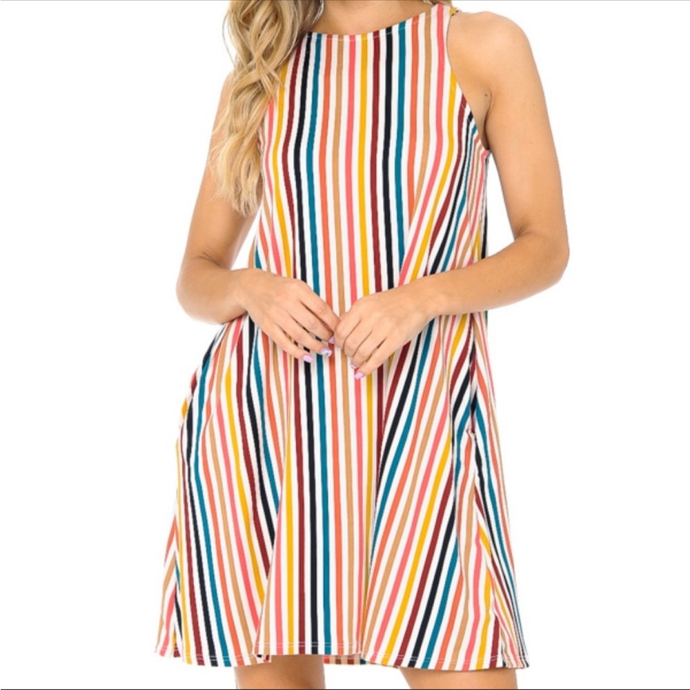 MagicFit Striped Sleeveless Dress